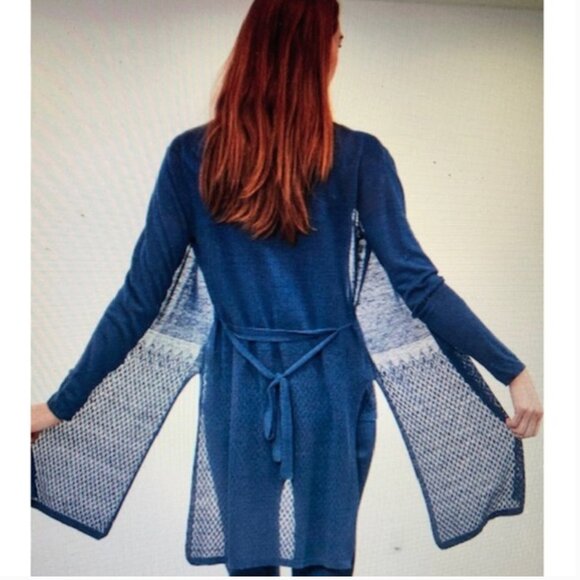 Carlisle Collection Linen Blend Cardigan Sweater Set Taupe Open Knit Semisheer L - Picture 13 of 16